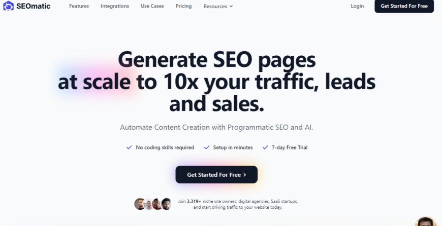 Generate SEO pages at scale to 10x your traffic, leads and sales.