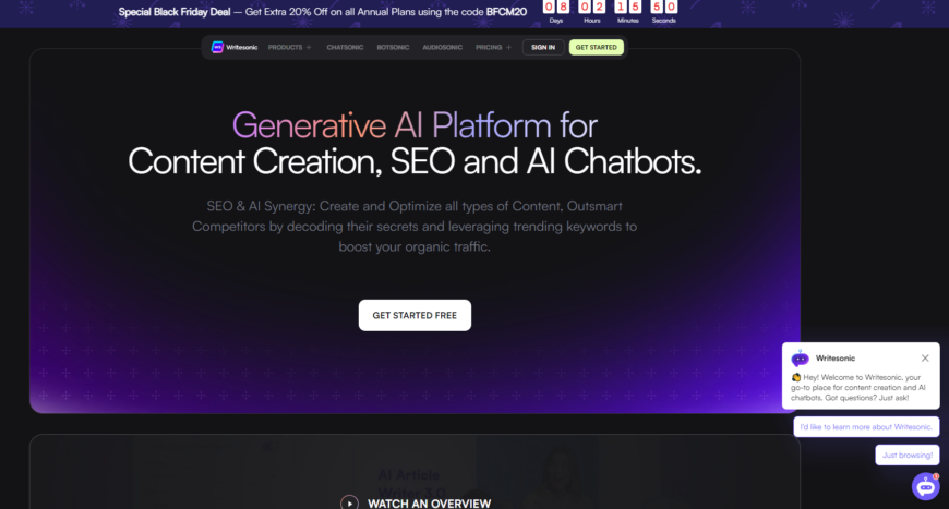 AI Platform for Content Creation, SEO and AI Chatbots.